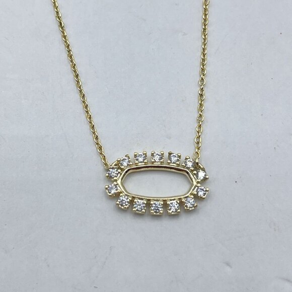 Kendra Scott Elisa Open Frame Gold Necklace With Crystals - Picture 1 of 5